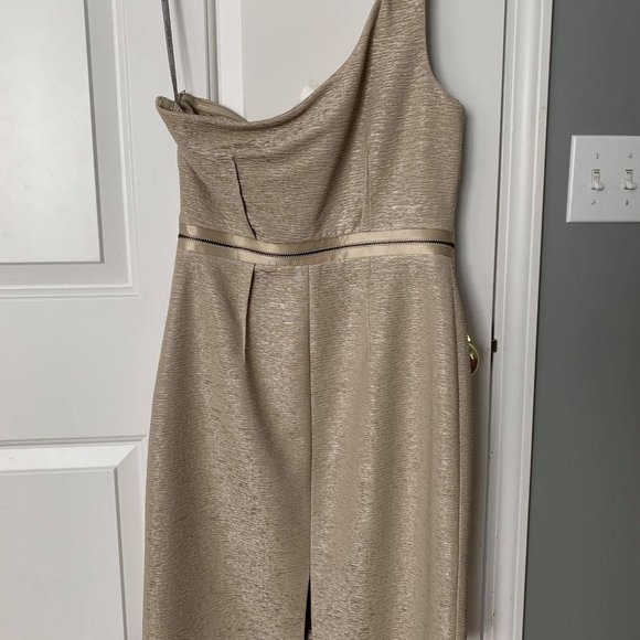 Marc New York gold 1 shoulder cocktail dress sz 6 - Picture 2 of 8